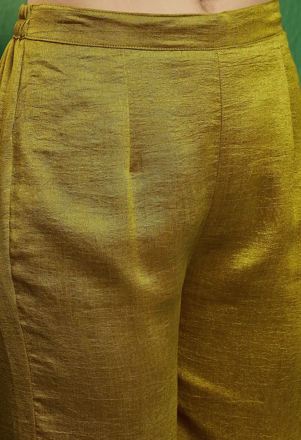 Mustard_Vichitra_Zari_Sequence_Embroidered_Kurta_Palazzo_With_Digital_Print_Organza_Dupatta_Set