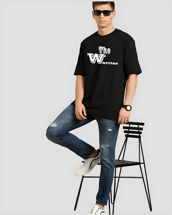 Black_Oversized_Printed_Half_Sleeve_Cotton_T-Shirt_For_Men