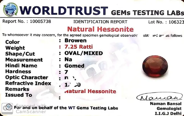 8.25_Ratti_Brown_Hessonite_Garnet/Gomed_Natural_Loose_Gemstone