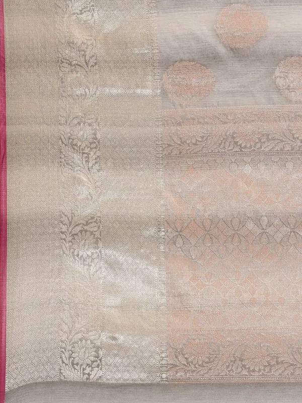 Grey_Matka_Silk/Silk_Blend_Banarasi_Sarees_For_Women