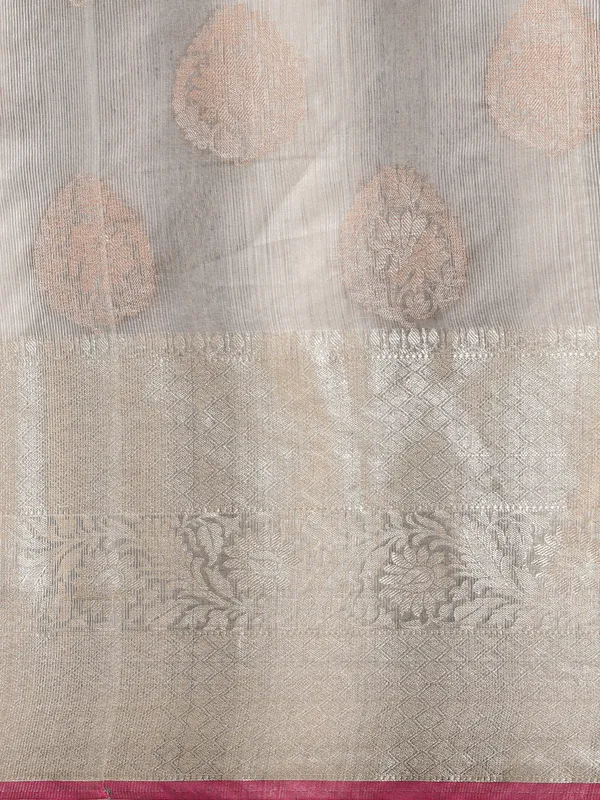 Grey_Matka_Silk/Silk_Blend_Banarasi_Sarees_For_Women