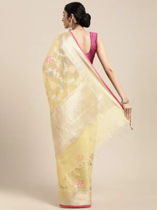 Yellow_Masrise_Cotton/Cotton_Banarasi_Sarees_For_Women
