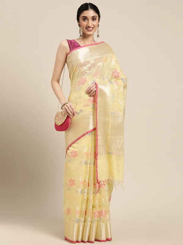 Yellow_Masrise_Cotton/Cotton_Banarasi_Sarees_For_Women