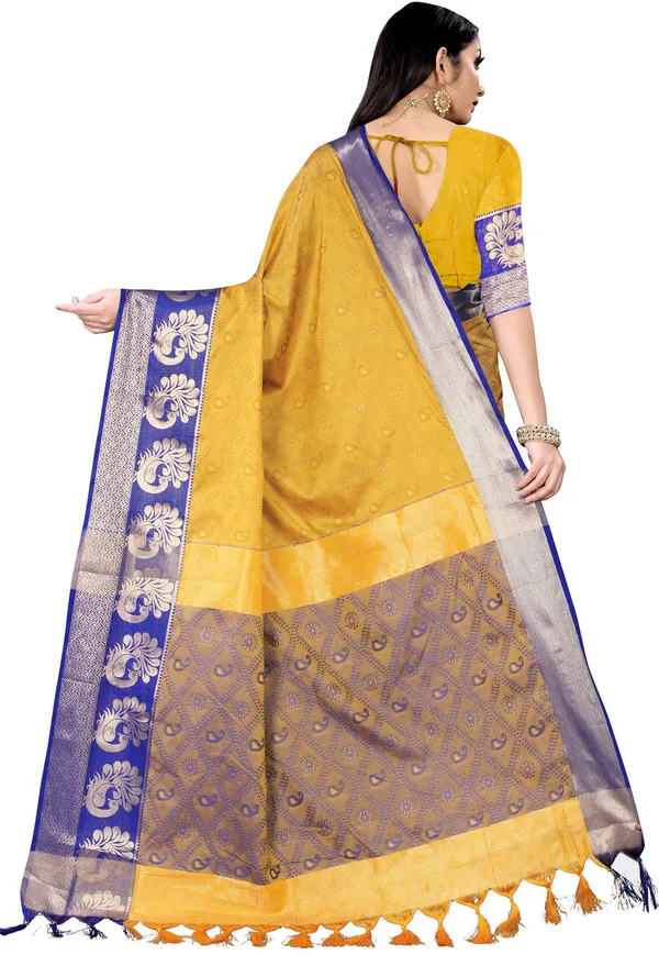 Woven_Banarasi_Jacquard,_Art_Silk_Saree_(Yellow)