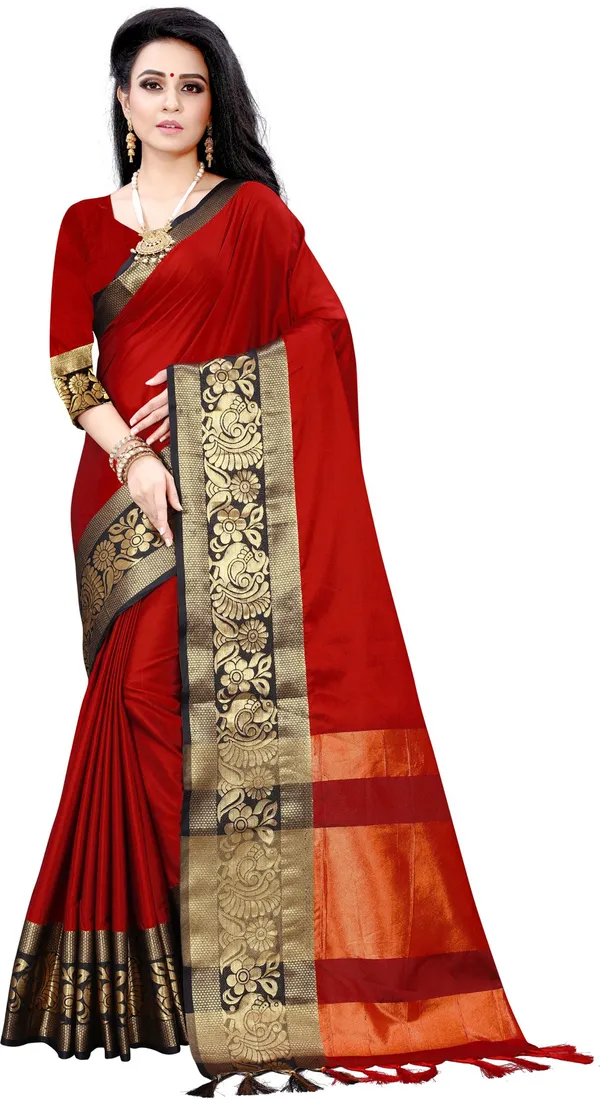 Self_Design_Bollywood_Cotton_Silk_Saree_(Red,_Black)