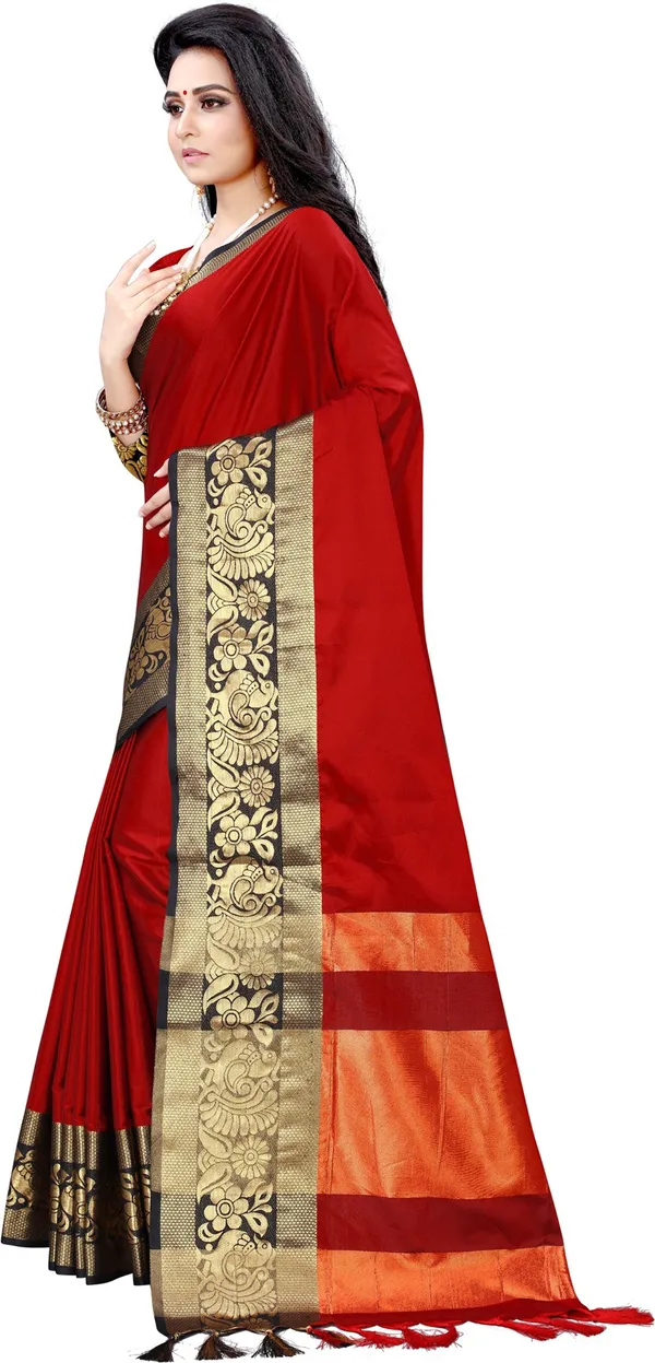 Self_Design_Bollywood_Cotton_Silk_Saree_(Red,_Black)