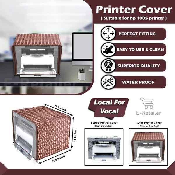 Zipper_Printer_Cover_For_HP_Laser_Jet_M1005_Printer_(Material-_PVC,_Size-17x11.5x11_Inches,_Color-_Brown)