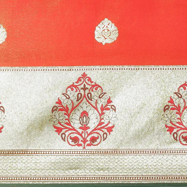 Orange_Satin_Silk_Banarasi_Sarees_For_Women