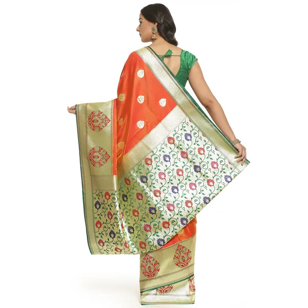 Orange_Satin_Silk_Banarasi_Sarees_For_Women