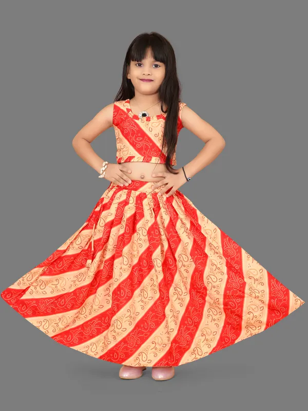 Red_Rayon_Printed_Stiched_Lehenga_Choli