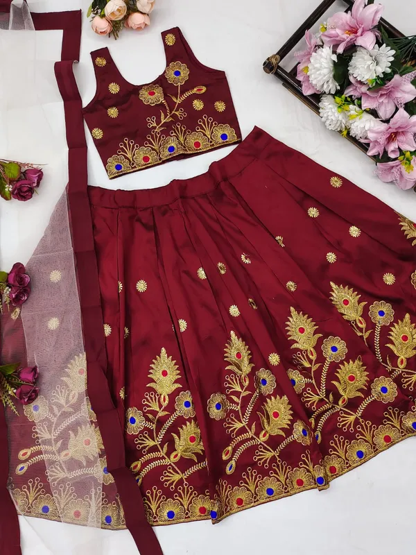Maroon_Stitched_Designer_Traditional_Party_Wear_Lehenga_Choli_With_Dupatta_Set