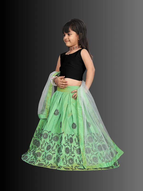 Pista_Embroidered_Taffeta_silk_Stitched_Beautiful_Traditional_lehenga_choli_for_Baby_Girl