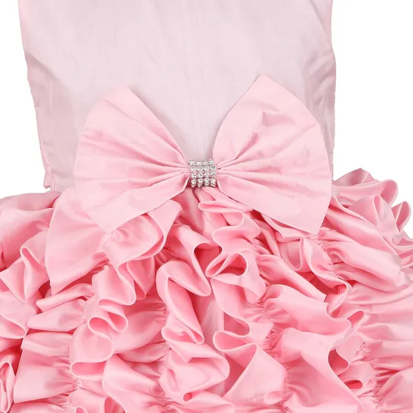 Pink_Polysilk_Solid_Round_Neck_Dress_For_Girls