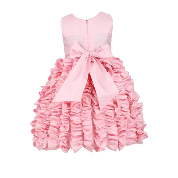 Pink_Polysilk_Solid_Round_Neck_Dress_For_Girls