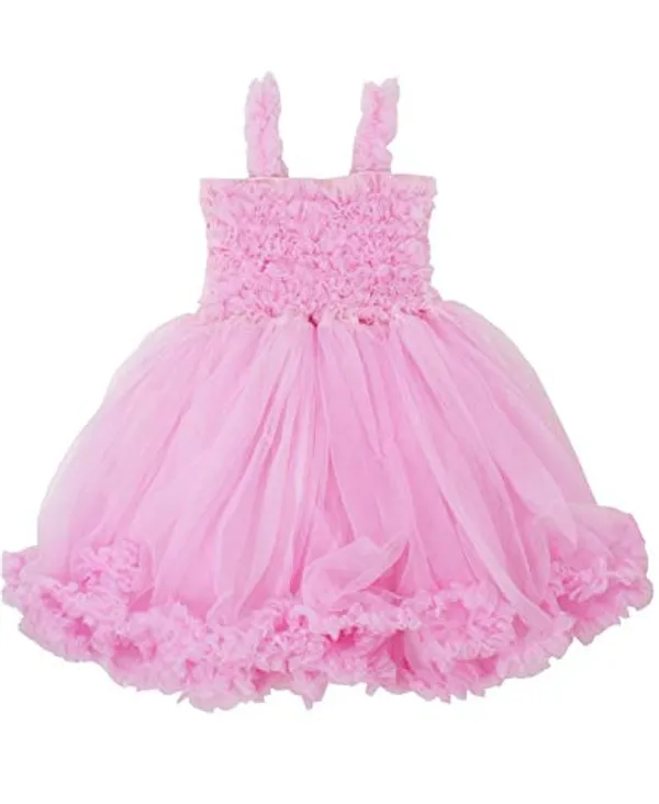 Pink_Net_Solid_Square_Neck_Dress_For_Girls