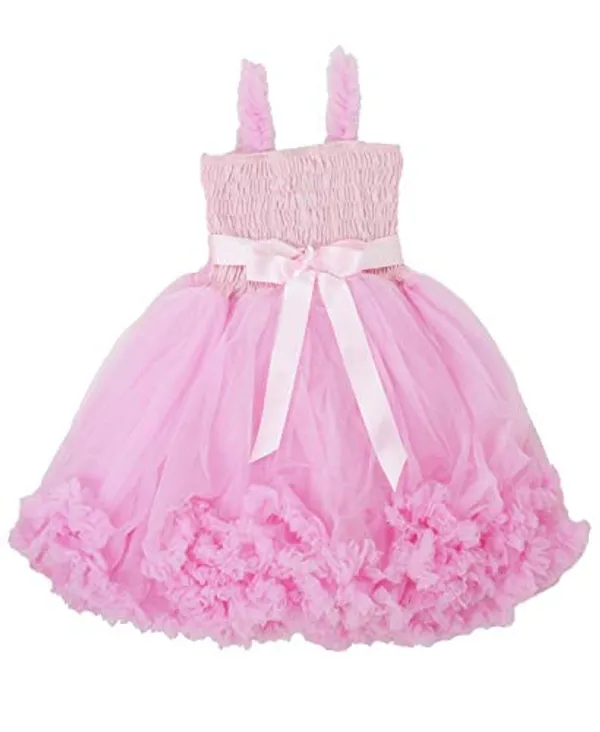 Pink_Net_Solid_Square_Neck_Dress_For_Girls