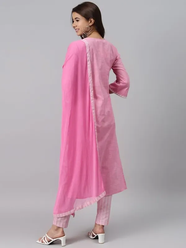 Pink_Cotton_Printed_Half_Sleeve_Kurti_&_Pent_Set