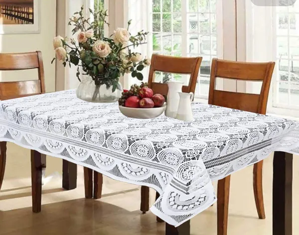 Circle_Design_Polyester_Cotton_Blended_Polycotton_Net_Fabric_6_Seater_Dining_Table_Cloth_Cover_60x90_Inch,_White