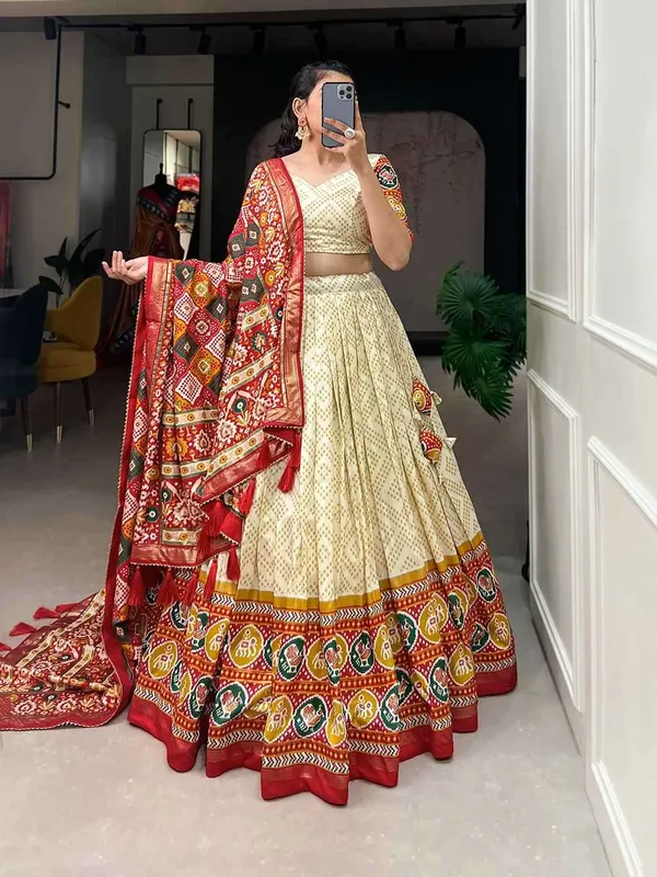 White_Premium_&_Elegant_Dola_Silk_Lehenga_Choli_For_Women