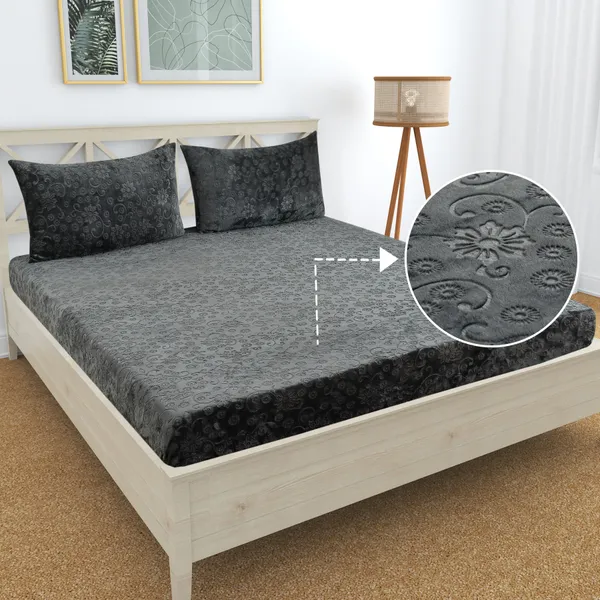 PREMIUM_500_TC_HEAVY_VELVET_WARM__FITTED_BEDSHEET_WITH_ELASTIC_ALL_AROUND_having_Embossing_Floral_design
