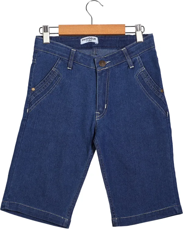 Blue_Provogue_Short_For_Boys_Casual_Solid_Denim-Pack_Of_1