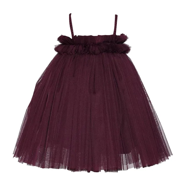 Wine_Net_Solid_Square_Neck_Dress_For_Girls