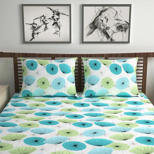 Pure_Cotton_120_TC_Dandelionies_Double_Bedsheet_2_Pillow_Covers