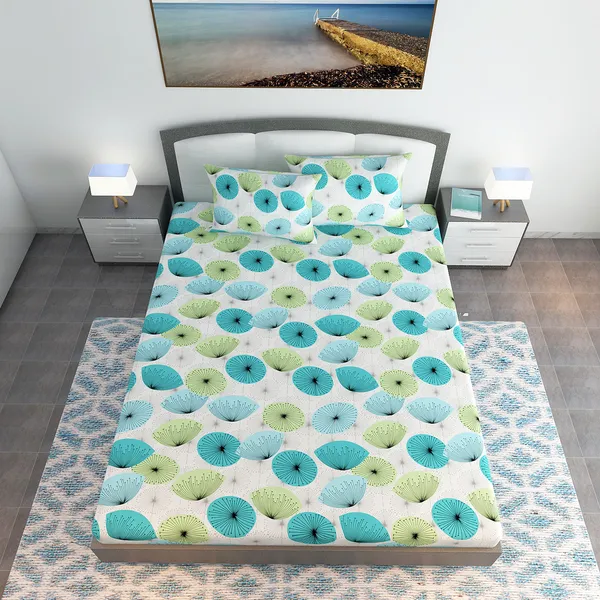 100%_Cotton_120_TC_Dandelionies_King_Bedsheet_2_Pillow_Covers