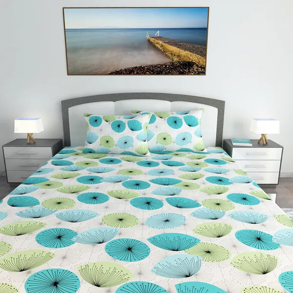100%_Cotton_120_TC_Dandelionies_King_Bedsheet_2_Pillow_Covers