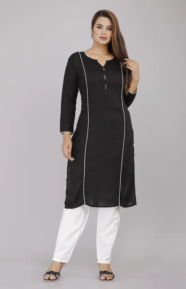 Black_Viscose_Rayon_Solid_Casual_Wear_Kurti_For_Women