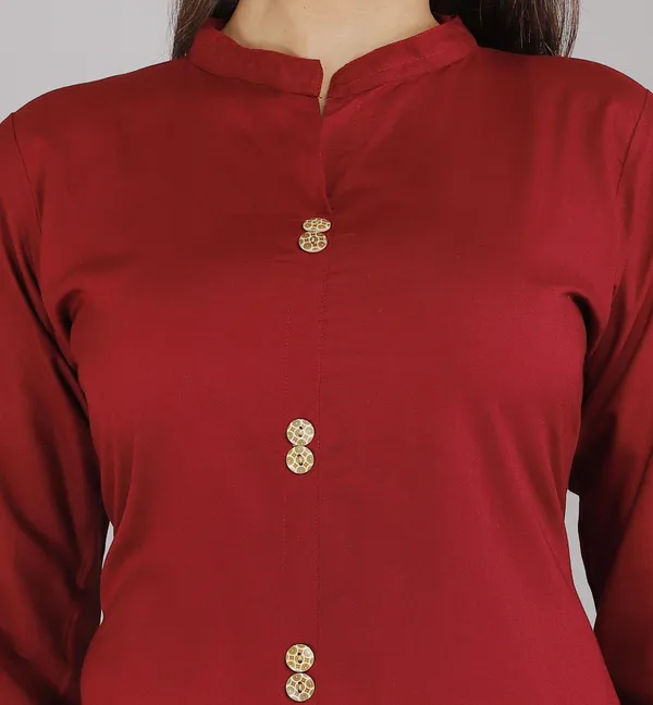 Maroon_Viscose_Rayon_Solid_Casual_Wear_Kurti_For_Women