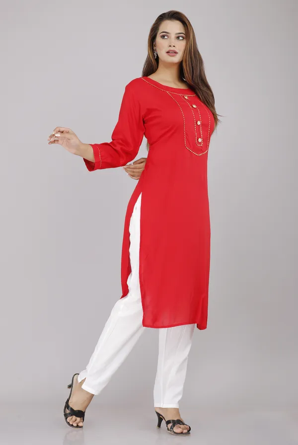 Red_Viscose_Rayon_Solid_Casual_Wear_Kurti_For_Women