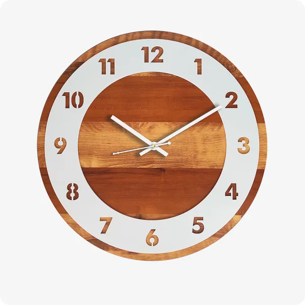 LASER_CUT_WOODEN_WALL_CLOCK_BROWN_IVORY_WHITE_15_INCH_ROUND_PSM_1105