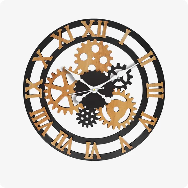 LASER_CUT_WOODEN_WALL_CLOCK_IVORY_BLACK__INCH_ROUND_PSM_1108