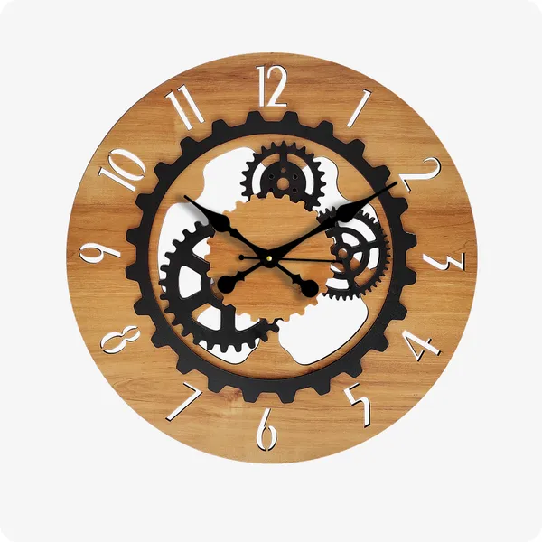 LASER_CUT_WOODEN_WALL_CLOCK_IVORY_BLACK_15_INCH_ROUND_(PSM_1111_B