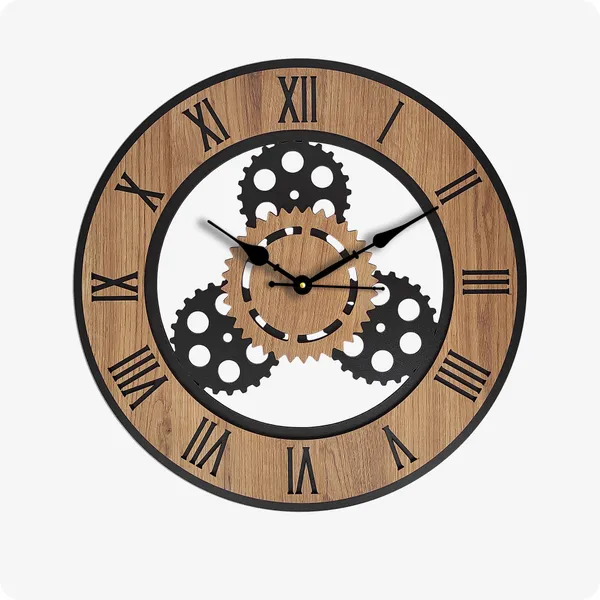 LASER_CUT_WOODEN_WALL_CLOCK_IVORY_BLACK_15_INCH__ROUND_PSM_1114_B
