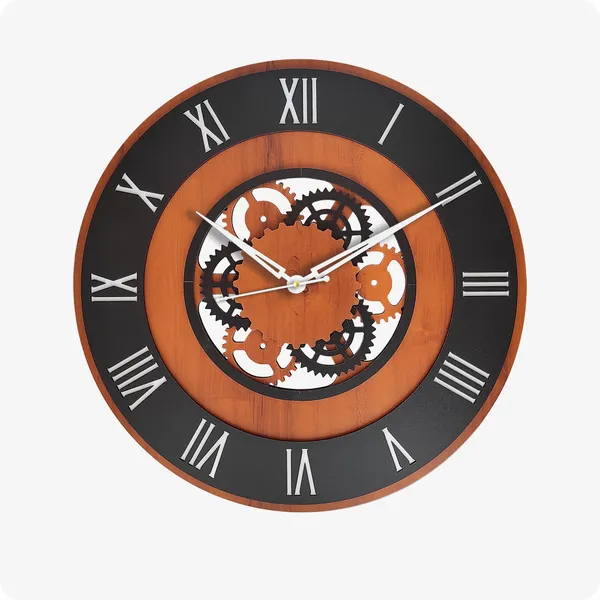 LASER_CUT_WOODEN_WALL_CLOCK_BROWN_BLACK_15_INCH_ROUND_PSM_1118