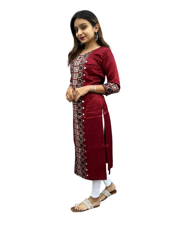 Maroon_Premium_Silk_All_Mirror_Work_Kurti_|_Embroiderd_Ethnic_Round_Neck_Mashru_Tunic_Kurti_For_Women