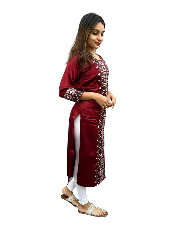 Maroon_Premium_Silk_All_Mirror_Work_Kurti_|_Embroiderd_Ethnic_Round_Neck_Mashru_Tunic_Kurti_For_Women