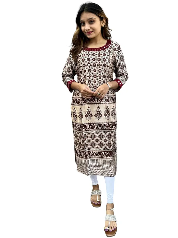 Cream_Premium_Mashru_Silk_Long_Kurti_|_Embroiderd_Ethnic_Indian_Dress_|_Round-Neck_Mirror_Work_Top_Tunic_Dress_For_Women