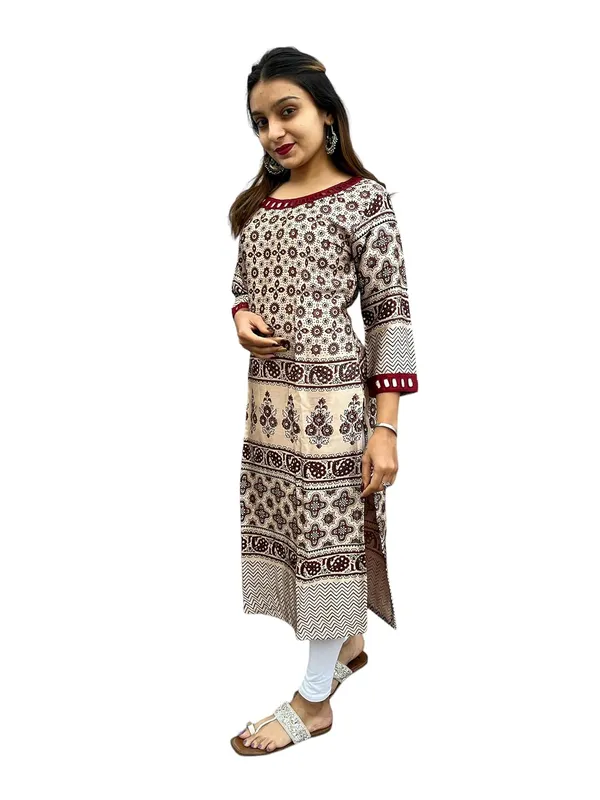 Cream_Premium_Mashru_Silk_Long_Kurti_|_Embroiderd_Ethnic_Indian_Dress_|_Round-Neck_Mirror_Work_Top_Tunic_Dress_For_Women