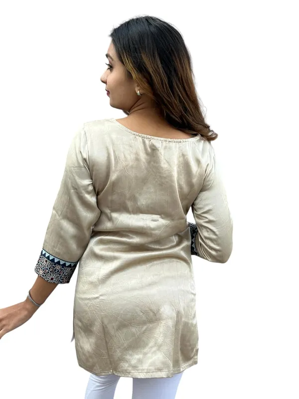 Cream_Premium_Mashru_Silk_Short_Kurti_|_Embroiderd_Ethnic_Mirror_Work_Top_|_Indian_Traditional_Tunic_Dress_For_Women