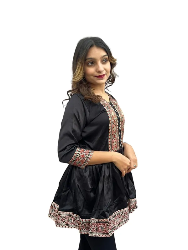 Black_Premium_Ethnic_Mashru_Silk_Short_Kurti_Mirror_Work_For_Women