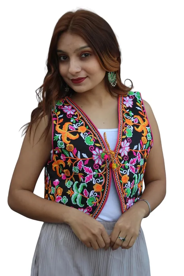 Multicolor_Premium_Embroiderd_Ethnic_Shrug_Or_Jacket_|_Special_Embroidered_Cotton_Koti/_Jacket/_Waist_Coat