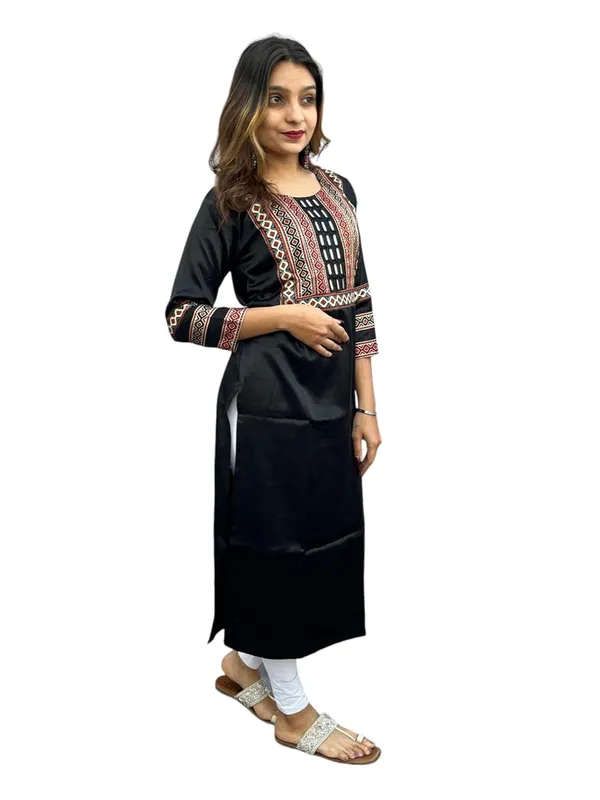 Black_Premium_Embroiderd_Ethnic_Mashru_Silk_Ajarakh_Mirror_Kurti_For_Women