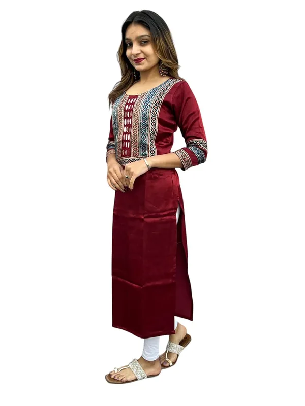 Maroon_Premium_Embroiderd_Ethnic_Mashru_Silk_Ajarakh_Mirror_Kurti_For_Women