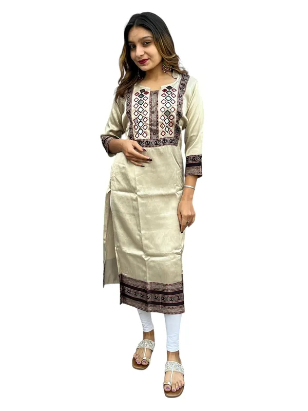 Cream_Premium_Embroiderd_Ethnic_Mashru_Silk_Ajarakh_Mirror_Kurti_Tunic_|_Outdoor_Dress_|_Long_Kurti_For_Women