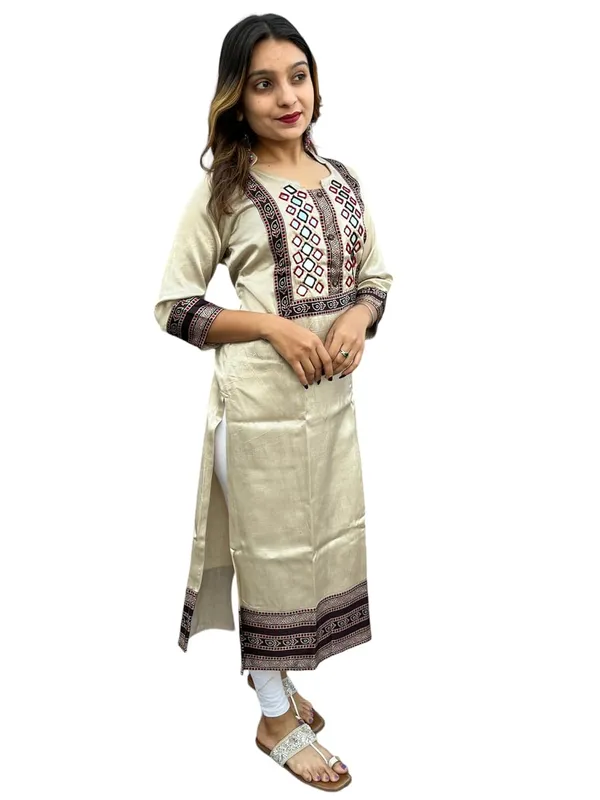 Cream_Premium_Embroiderd_Ethnic_Mashru_Silk_Ajarakh_Mirror_Kurti_Tunic_|_Outdoor_Dress_|_Long_Kurti_For_Women