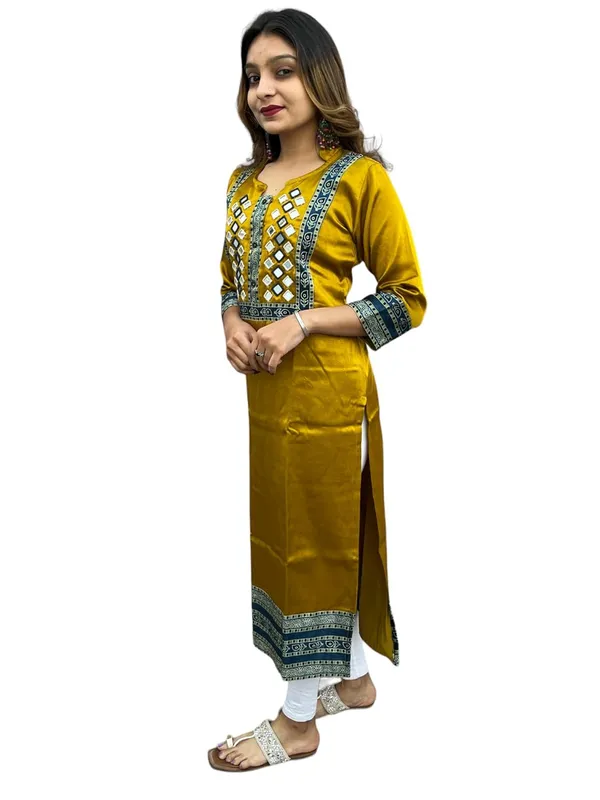Mustard_Premium_Embroiderd_Ethnic_Mashru_Silk_Ajarakh_Mirror_Kurti_Tunic_|_Outdoor_Dress_|_Long_Kurti_For_Women