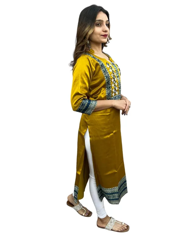 Mustard_Premium_Embroiderd_Ethnic_Mashru_Silk_Ajarakh_Mirror_Kurti_Tunic_|_Outdoor_Dress_|_Long_Kurti_For_Women